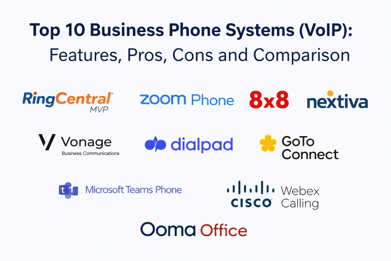 Top 10 Business Phone Systems (VoIP): Features, Pros, Cons and ...
